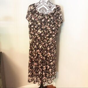 PaperDoll Floral Short Sleeves Mesh Print Dress